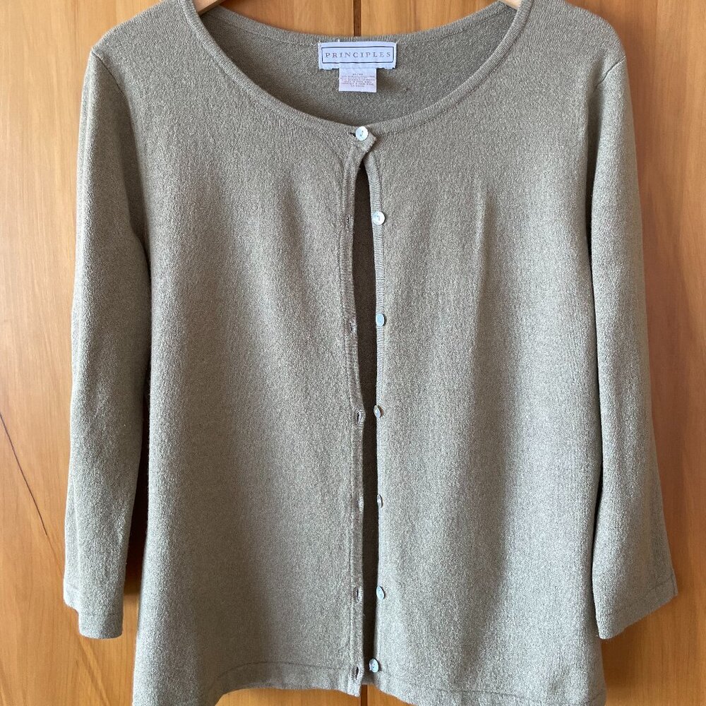 Vintage Sage Green 3/4 Sleeve Cardigan Medium